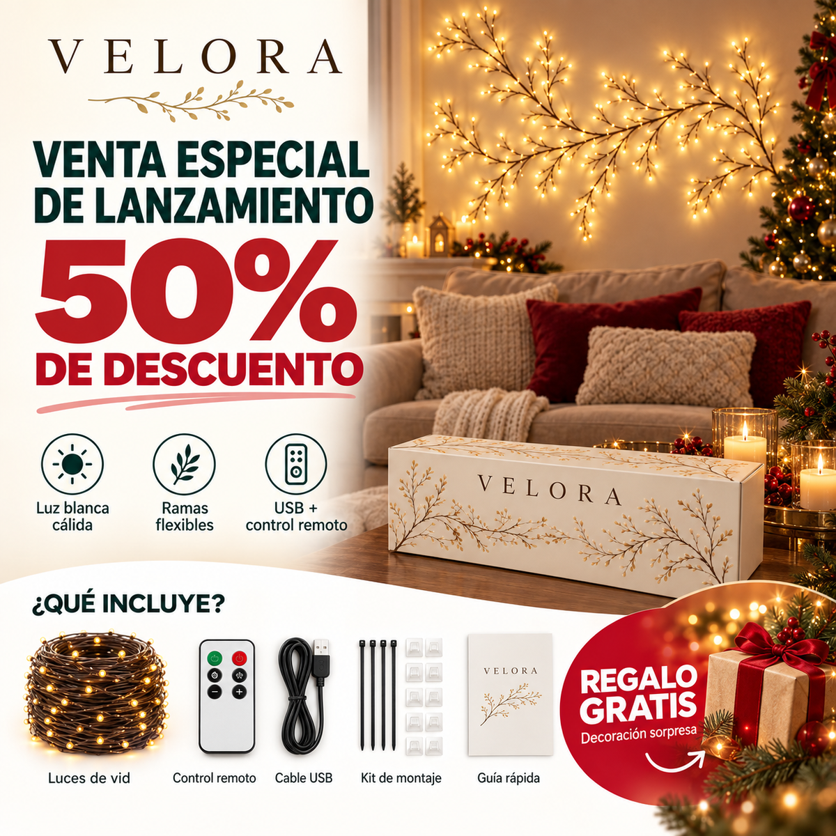 VELORA: oferta de lanzamiento, 50% de descuento